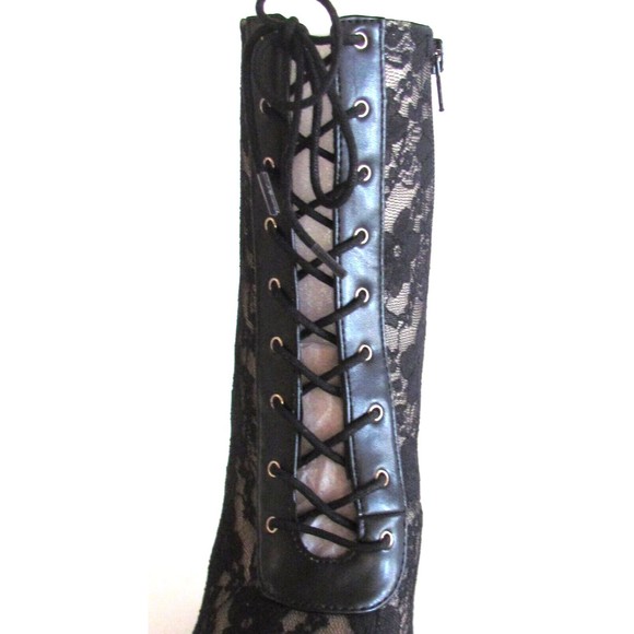 Women's Designer I N C Black Lace Pointy Toe Silletto Heel Ankle Boots 8.5 M - Picture 10 of 15